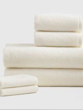 Quince Turkish Ribbed Quick Dry Bath Towel Bundle White NWT